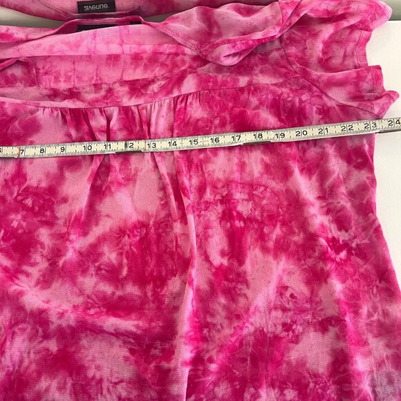 Avenue Womens Mesh Top Size 3X 22/24 Pink Tie Dye Square Neck Short Sleeve - Picture 8 of 10